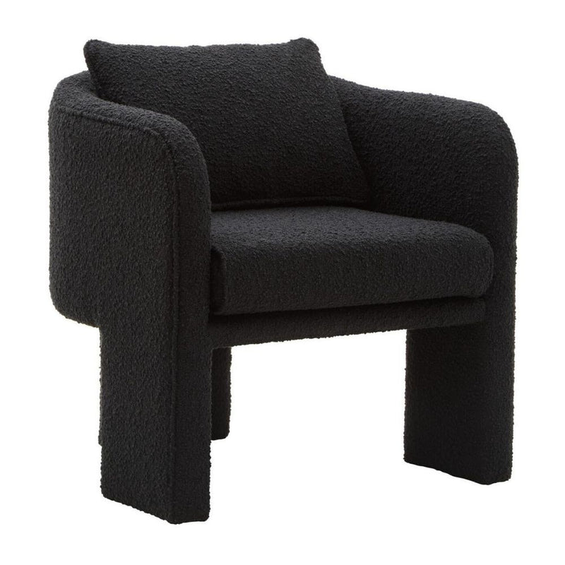 Tessaro Black Bouclé Curved Armchair