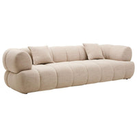 Valenza Cream Channel-Tufted Curved Sofa
