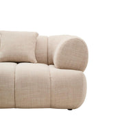 Valenza Cream Channel-Tufted Curved Sofa