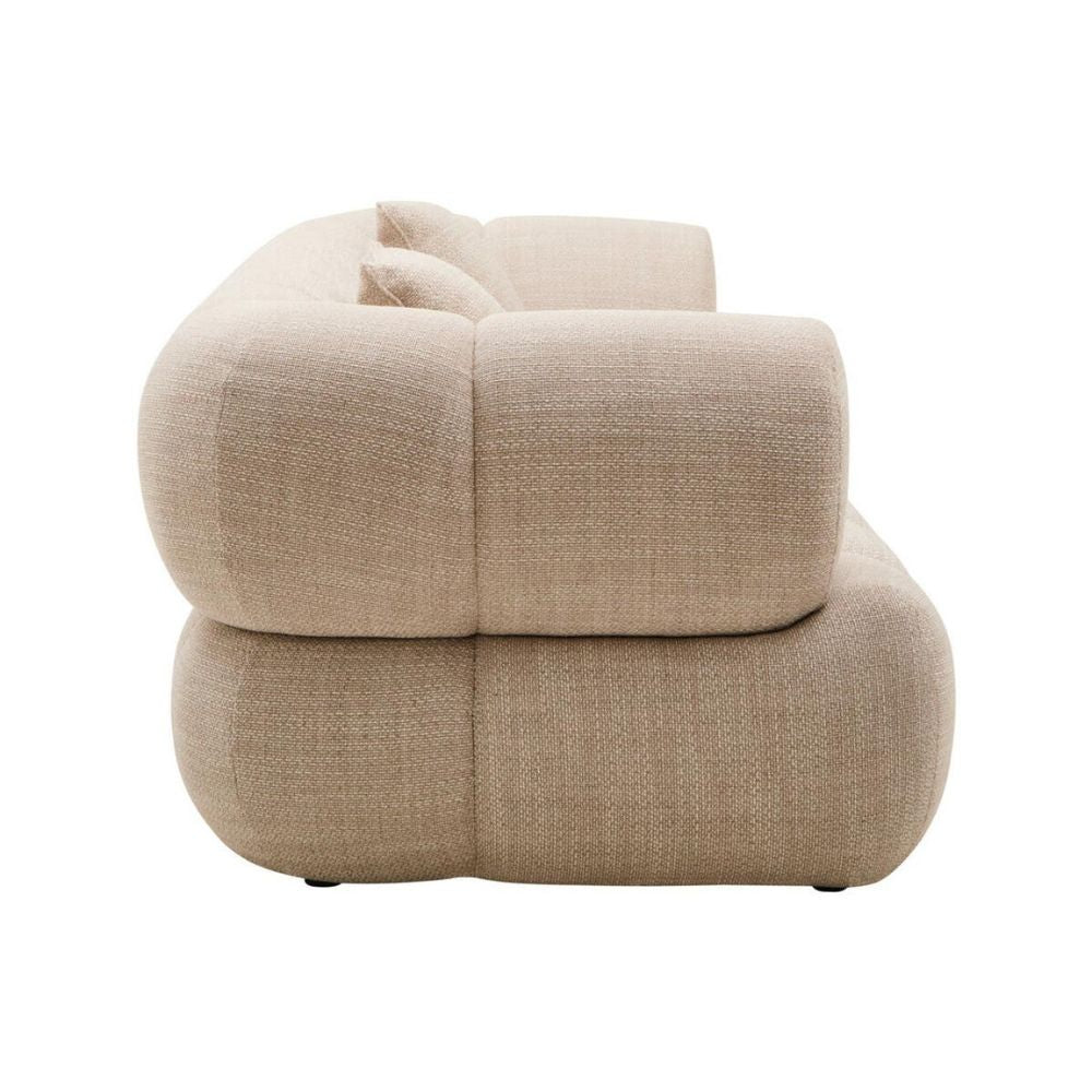 Valenza Cream Channel-Tufted Curved Sofa