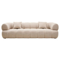 Valenza Cream Channel-Tufted Curved Sofa