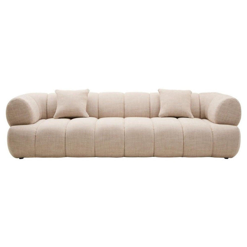Valenza Cream Channel-Tufted Curved Sofa