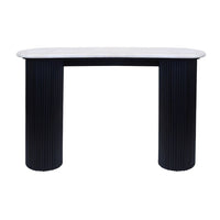 Valmer Travertine & Black Acacia Console Table