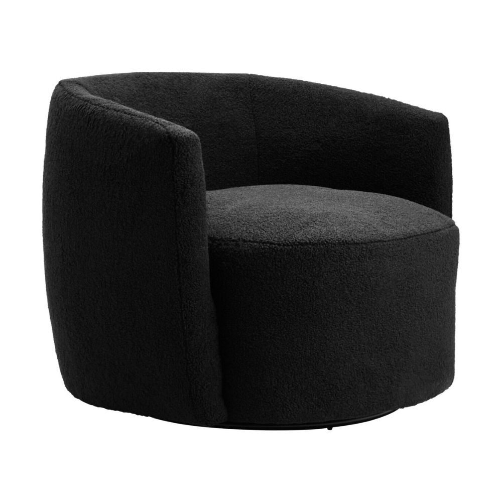 Varese Black Boucle Swivel Lounge Chair