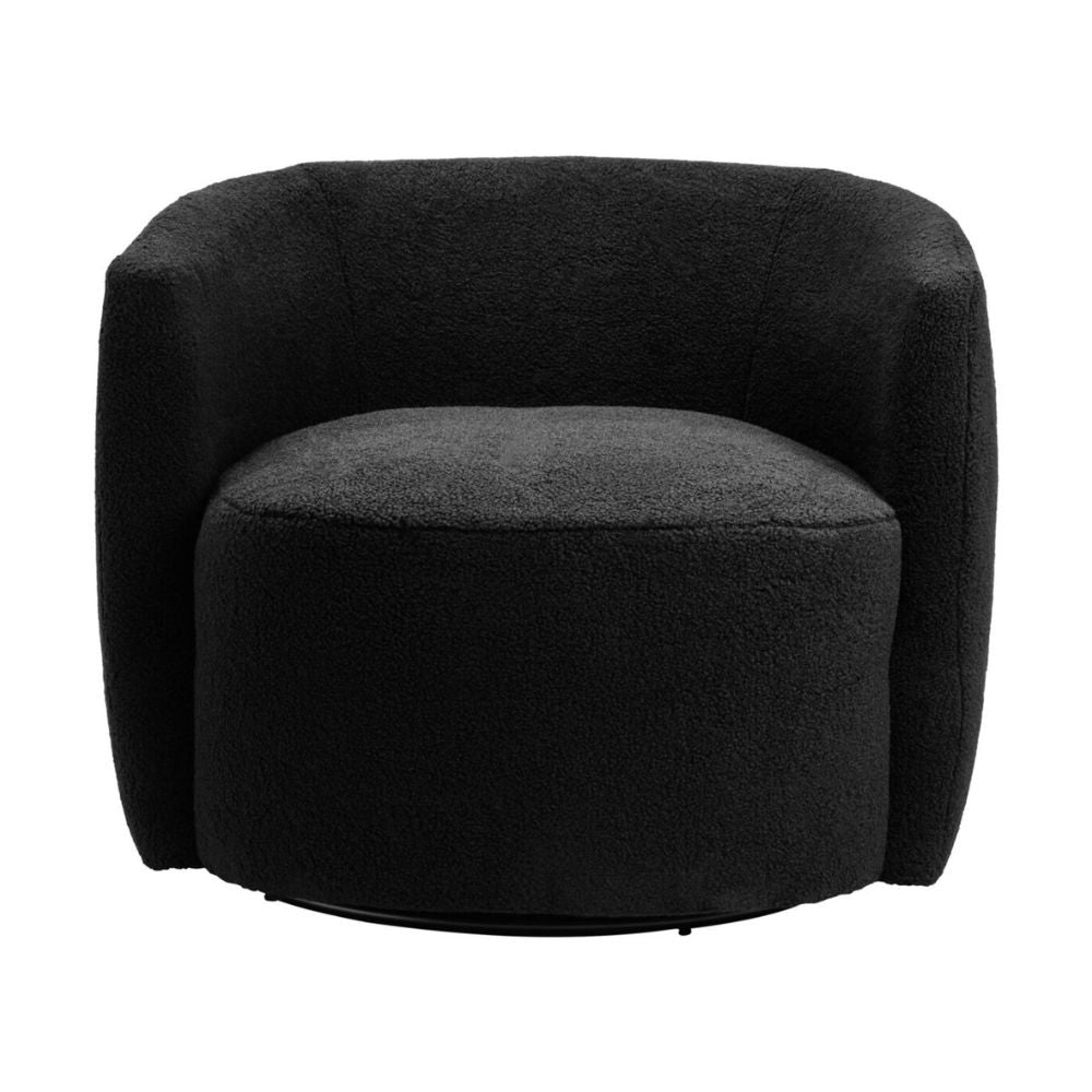 Varese Black Boucle Swivel Lounge Chair