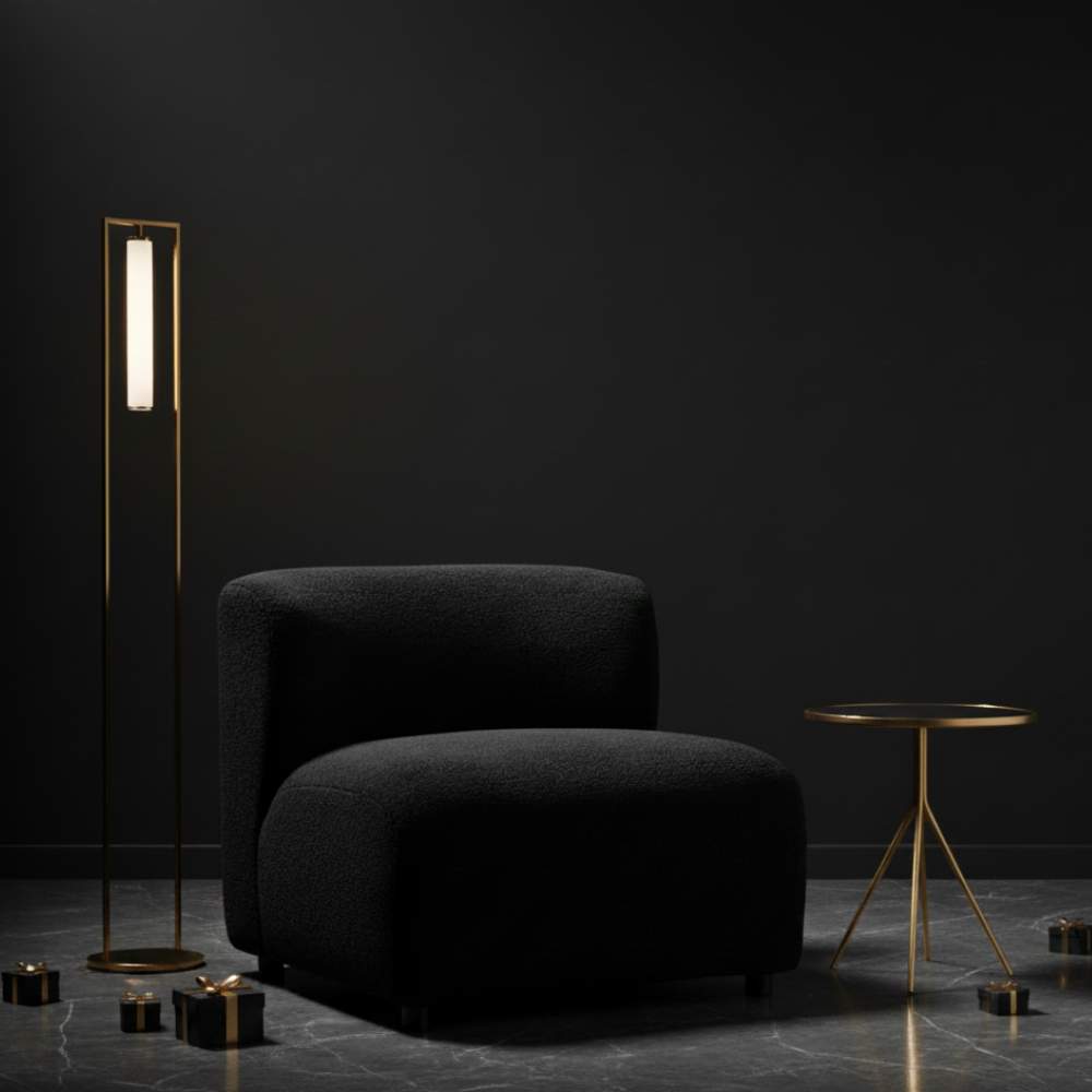 Eldra Black Boucle Armless Chair